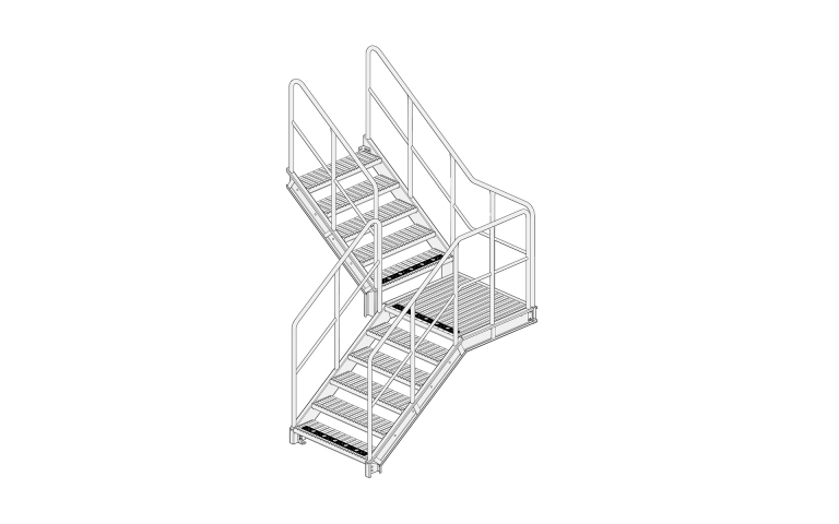 Straight flight staircase, Landing/turning landing 90°