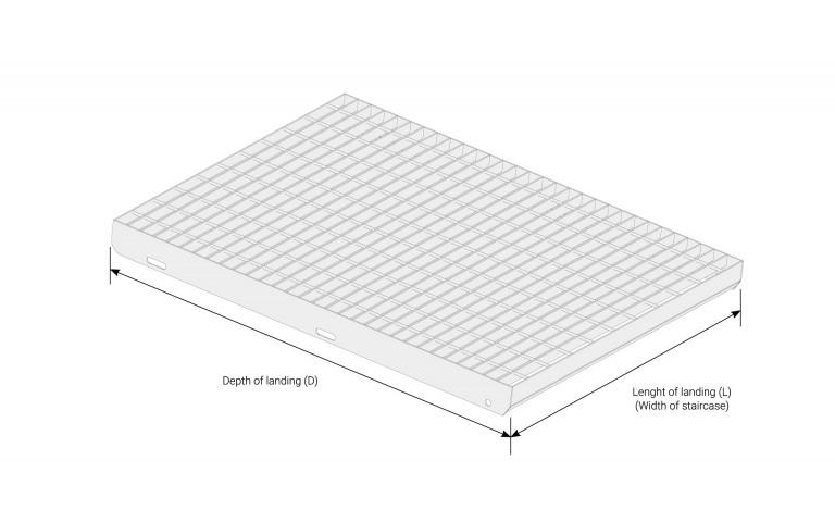 Dimensions for landings, Grating