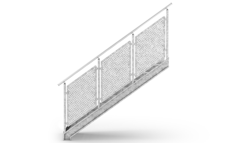 Straight flight staircase, Railing Sheet Metal