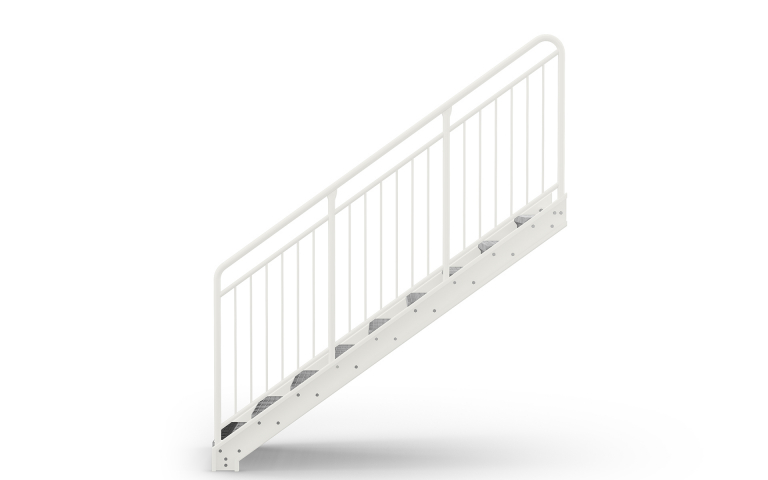 Straight flight staircase, Railing Round Bar