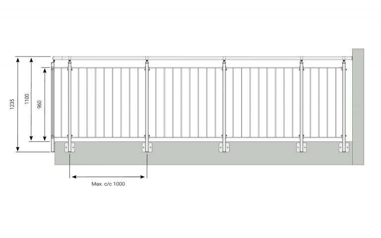 Sectional Railing, Side installation