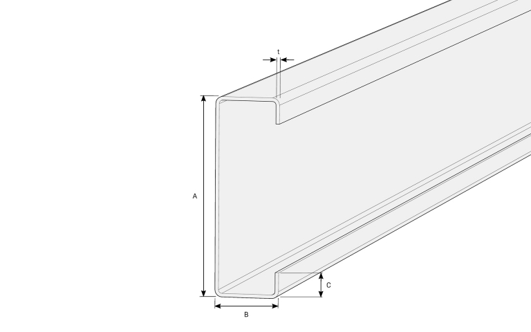 Dimensions, stringer profile WUC